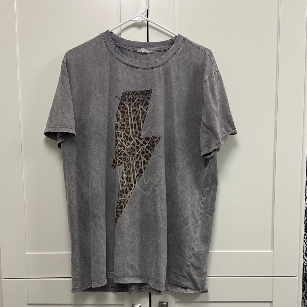 Maurices Gray Leopard Bolt Tee